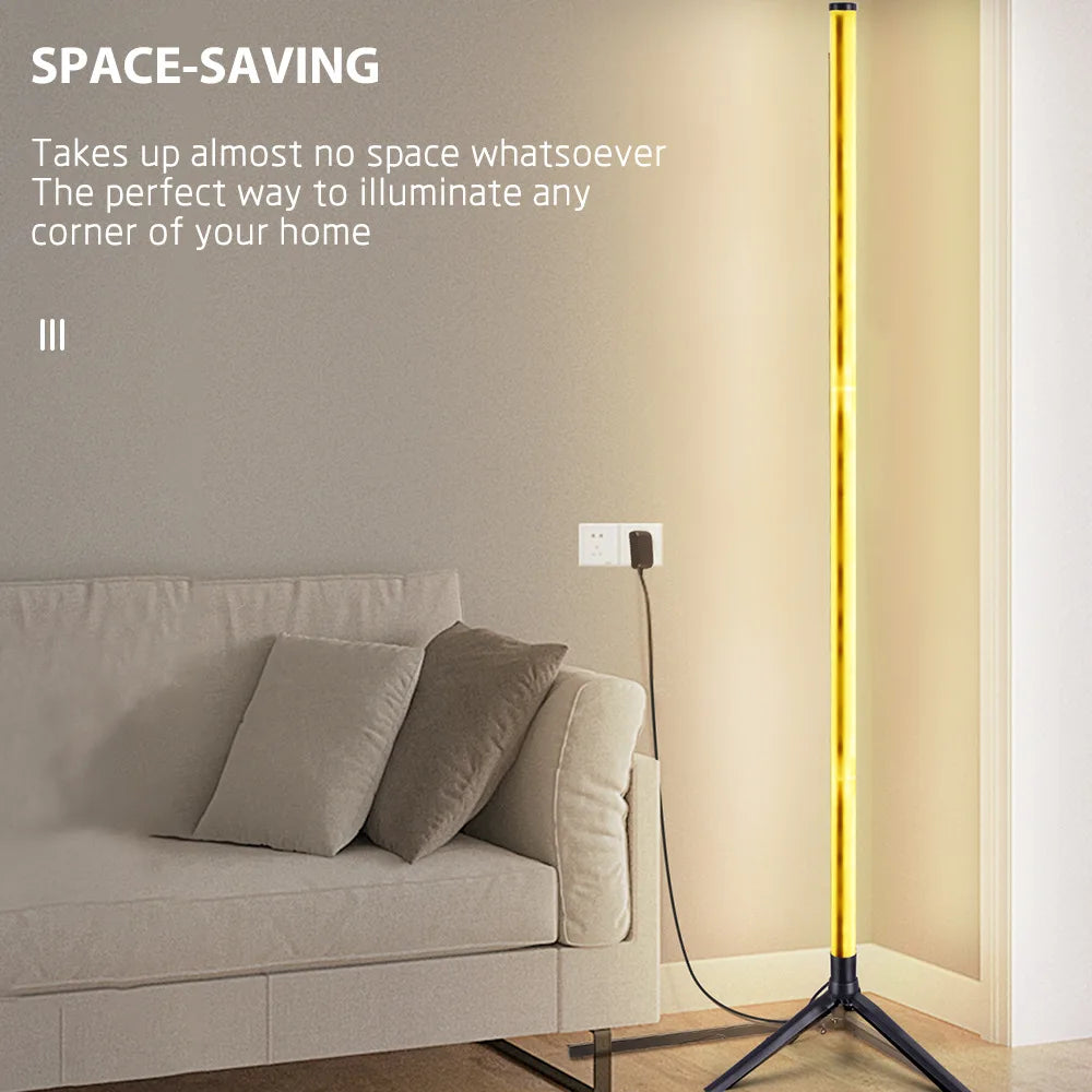RGB LED Floor Lamp Remote APP Control Music Sync Corner Mood Lighting Smart Modern Mood Standing Lights for Bedroom Living Room