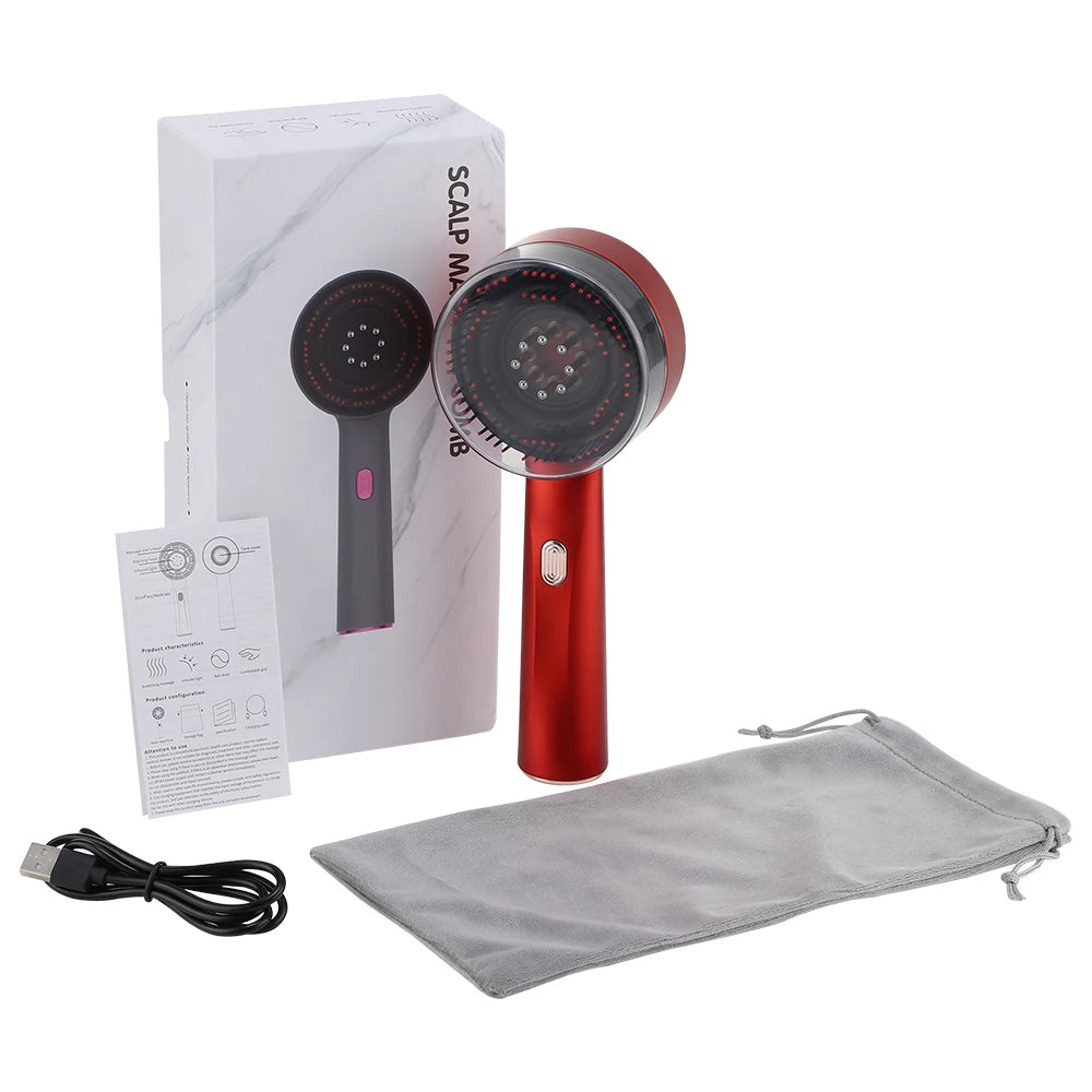 Handheld Electric Head Massage Comb Essential Oil Red Light Scalp Massage IPX7Waterproof Electric Muscle Relaxation Massage Gift