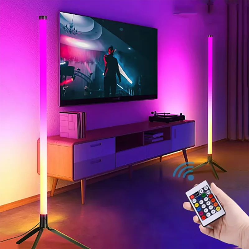 RGB LED Floor Lamp Remote APP Control Music Sync Corner Mood Lighting Smart Modern Mood Standing Lights for Bedroom Living Room