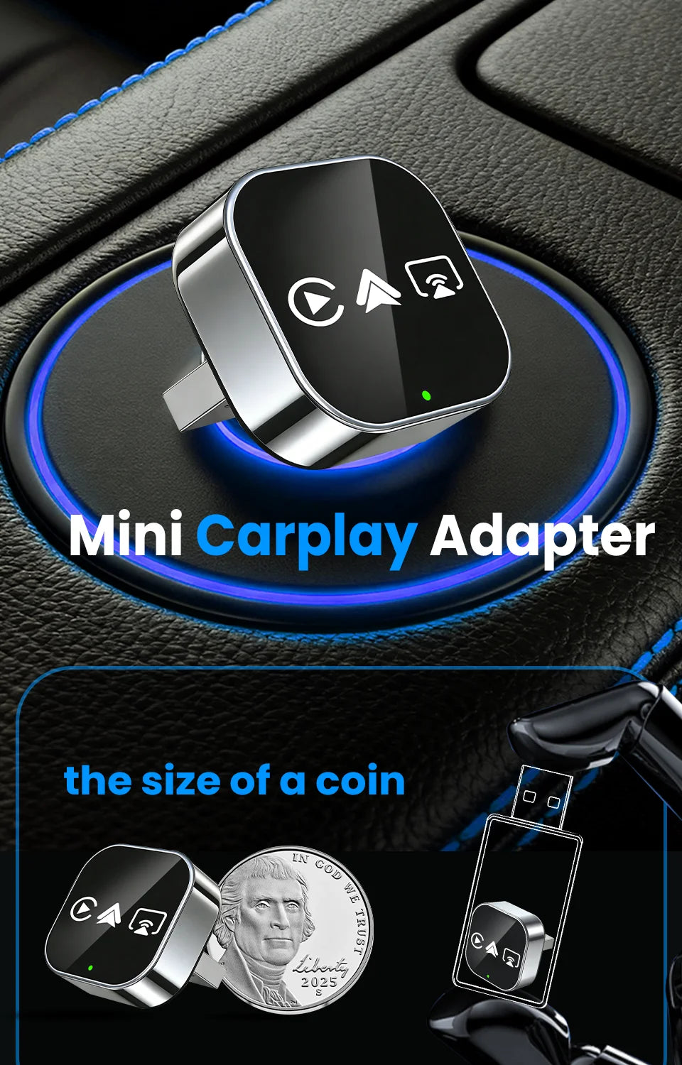 CarRocket Car Intelligent Systems Smart Car Systems 4in1 Wireless Carplay Adapter Android Auto For Built-in CarPlay Fit VW FAIT