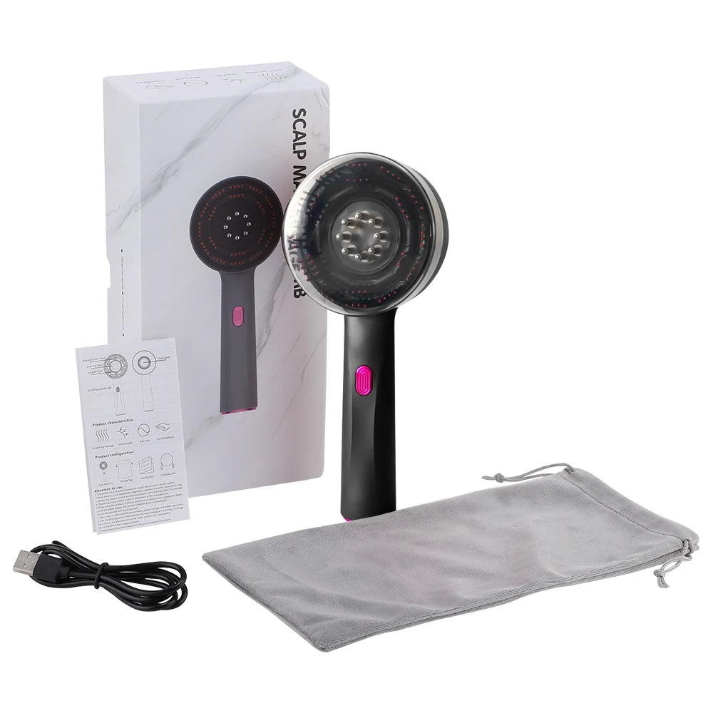 Handheld Electric Head Massage Comb Essential Oil Red Light Scalp Massage IPX7Waterproof Electric Muscle Relaxation Massage Gift