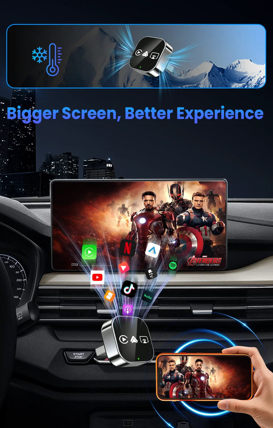 CarRocket Car Intelligent Systems Smart Car Systems 4in1 Wireless Carplay Adapter Android Auto For Built-in CarPlay Fit VW FAIT