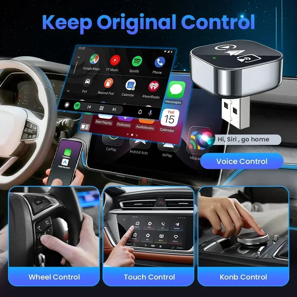 CarRocket Car Intelligent Systems Smart Car Systems 4in1 Wireless Carplay Adapter Android Auto For Built-in CarPlay Fit VW FAIT